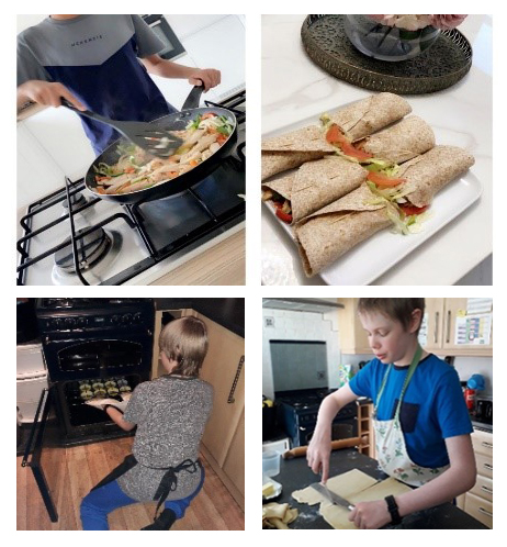 Students cooking at home