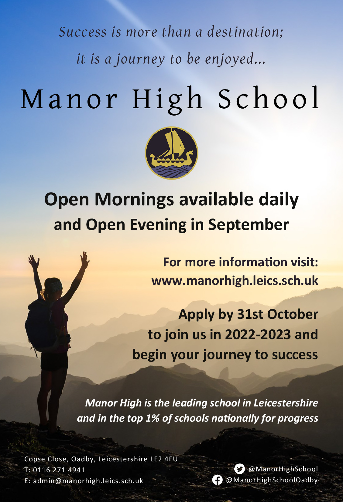 Manor High School Open Mornings and Open Evening 2021