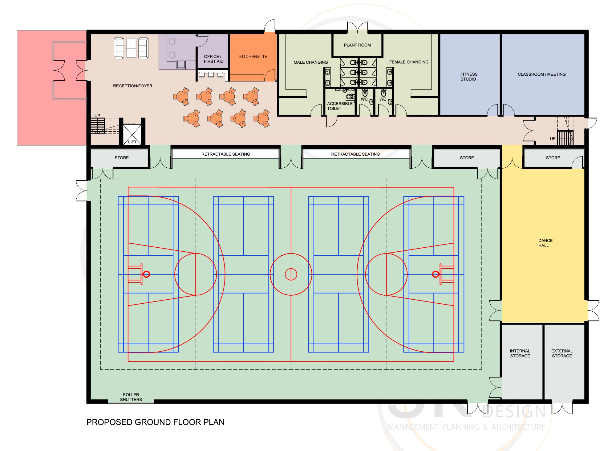 Ground floor plan of proposed sports hall